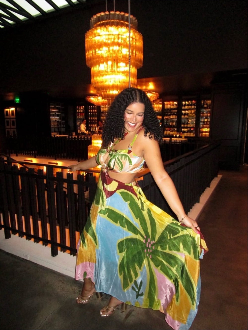 Multicolor Tropical Painting Cut-Out Maxi Dress